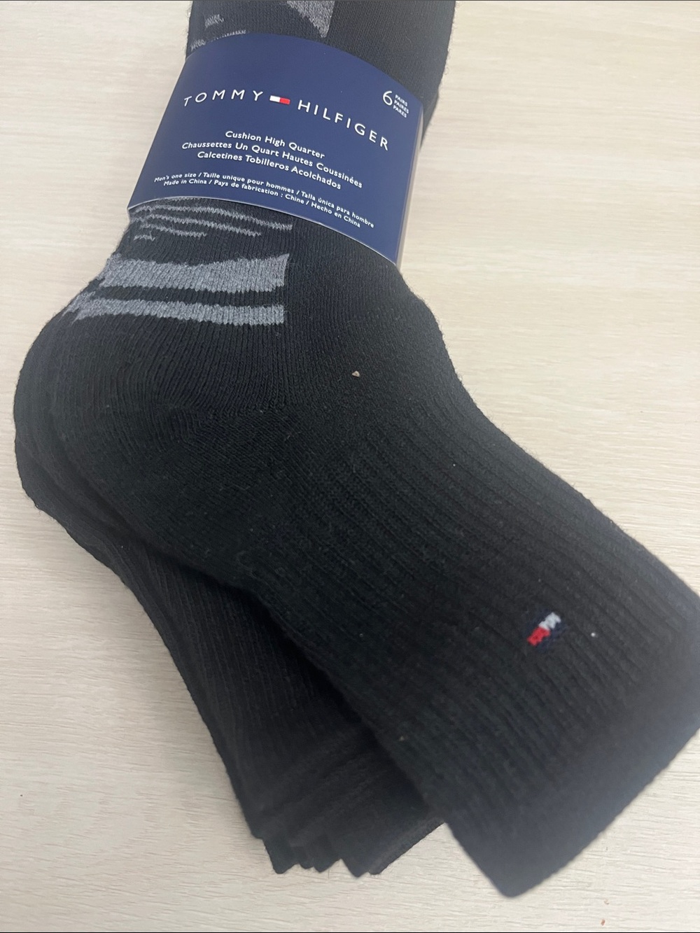 Tommy Hilfiger Men's Black Cushion High Quarter Socks - 6 Pack - Picture 3 of 9